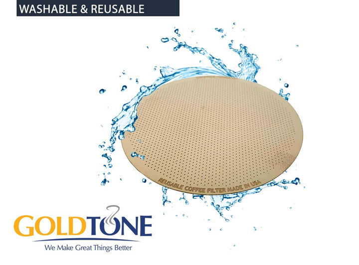 GOLDTONE Stainless Steel Reusable Disk Coffee Filter for Aero Press Coffee and Espresso Makers, includes 1 oz Scoop and Brush