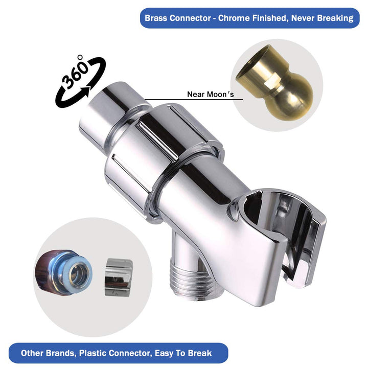 Adjustable Shower Arm Mount- with Universal Wall Hook Bracket and Brass Pivot Ball , Shower Head Holder for Hand Held Showerheads