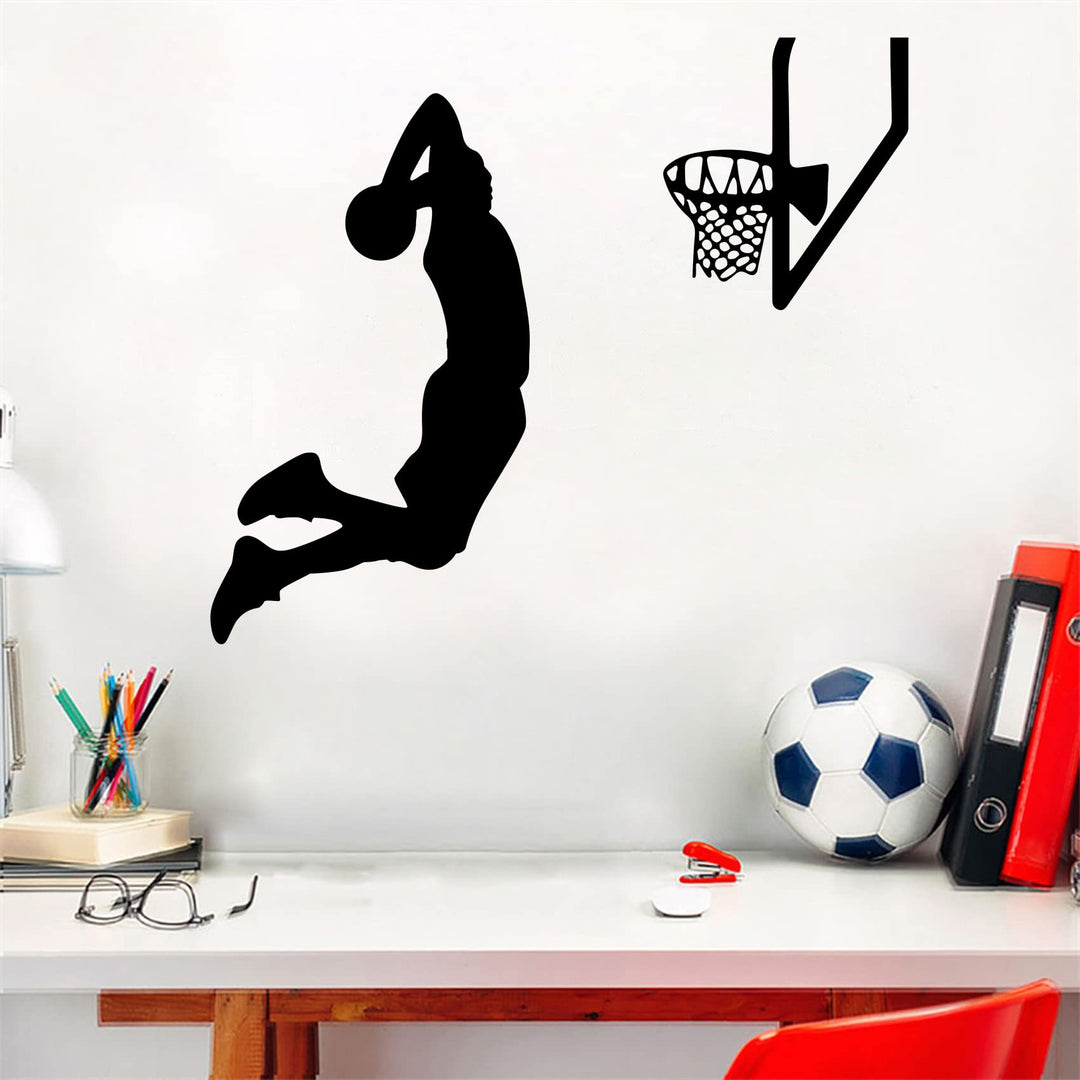 Basketball Wall Decor Sports Stickers Peel and Stick Wall Decals for Boys Bedroom, 24x20.1in