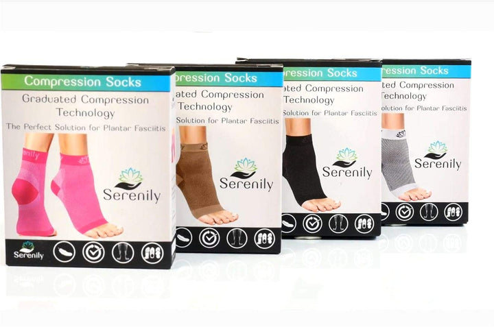 Serenily Plantar Fasciitis Socks - Toeless Socks for Fo