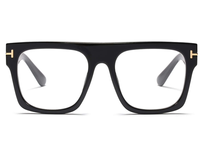 Allt Unisex Oversized Square Optical Eyewear Non-prescription Eyeglasses Flat Top Clear Lens Glasses Frames (Black)