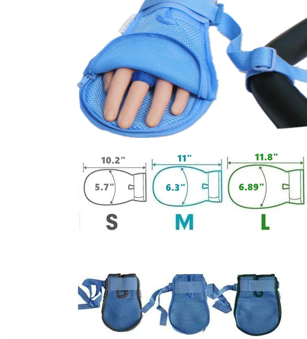 CHOYTONG Safety Dementia Restraint Mitts, Hands Finger Control Glove, Prevent Scratching for Elderly Patient, 2 Pcs (M)