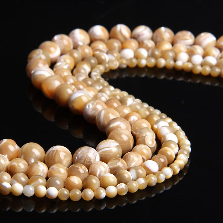 HAAMIIQII 45pcs 8mm Natural Brown Mother of Pearl Shell