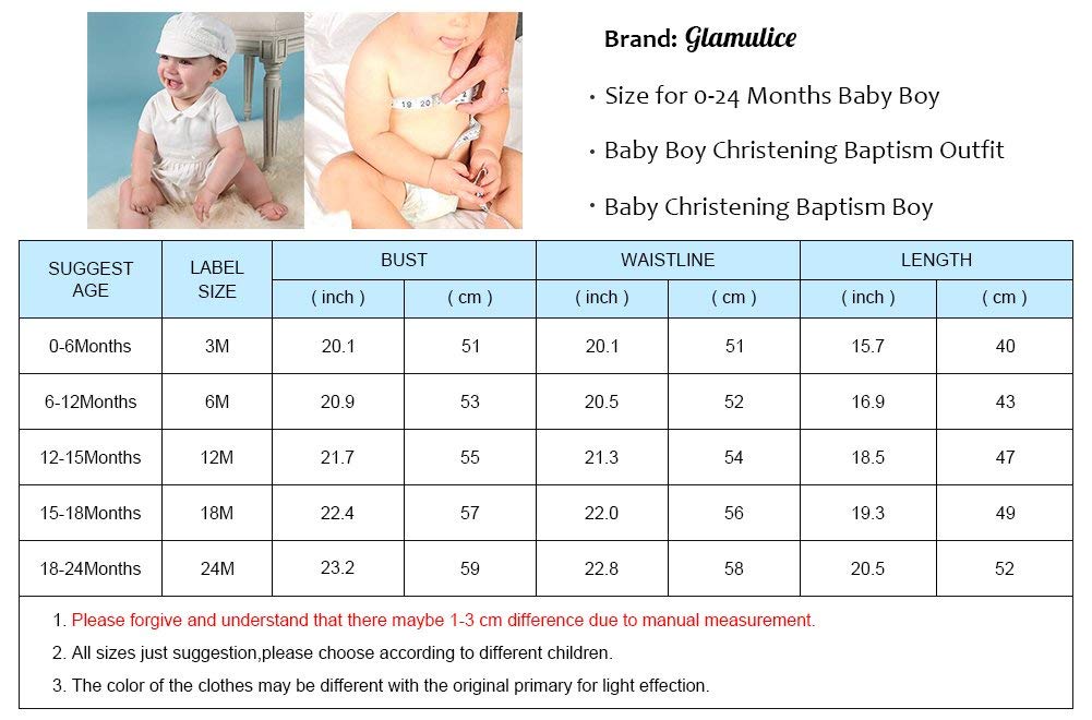 Glamulice Infant Baby Boy Christening Baptism Outfit Wh
