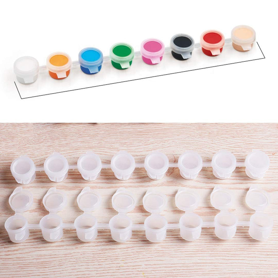VeeDoo 48 Empty Paint Pots Container with Lids – 3ml/0.1oz Small Mini Clear Art Craft Plastic Pod Storage for School, Summer Camp Supplies, Birthday (Pack of 8 Cups/Strip, 6 Strips)