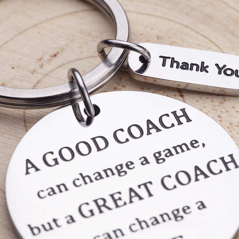 Coach Keychain Gifts for Coaches Men Women Basketball Cheerleading Thank You Appreciation Retirement Gifts Key Chain Gymnastics Swim Volleyball a Great Coach Can Change a Life Key Tag Pendant Gifts