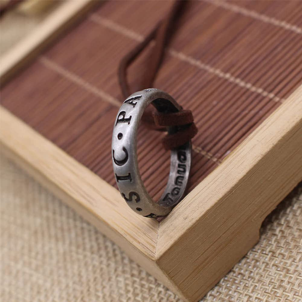 Uncharted 4 Nathan Drake Ring Necklace for Men with Adjustable Leather Cord Handmade