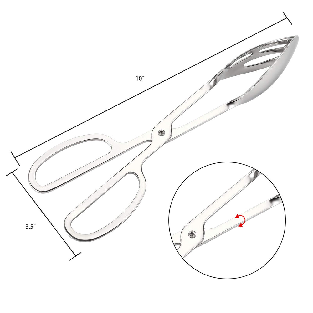 2 Pack Buffet Tongs Salad Tongs, 10 Inch Stainless Steel Food Serving Tongs Bread Tongs with Scissor Handles for Kitchen, Party