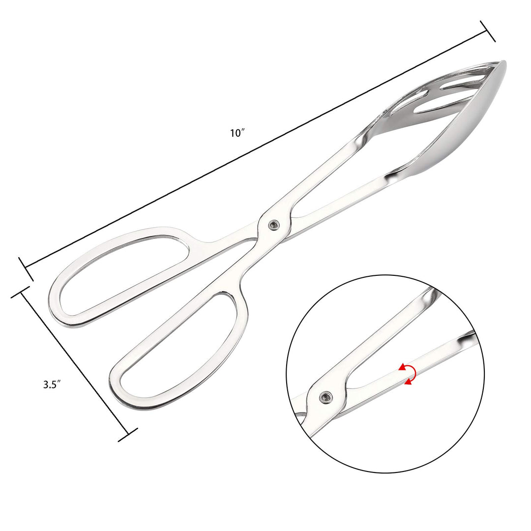 2 Pack Buffet Tongs Salad Tongs, 10 Inch Stainless Steel Food Serving Tongs Bread Tongs with Scissor Handles for Kitchen, Party