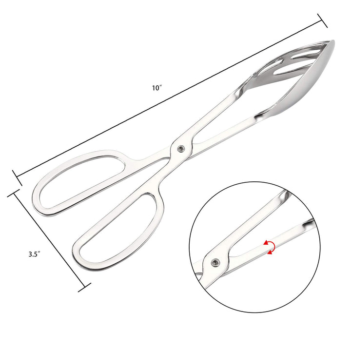 2 Pack Buffet Tongs Salad Tongs, 10 Inch Stainless Steel Food Serving Tongs Bread Tongs with Scissor Handles for Kitchen, Party
