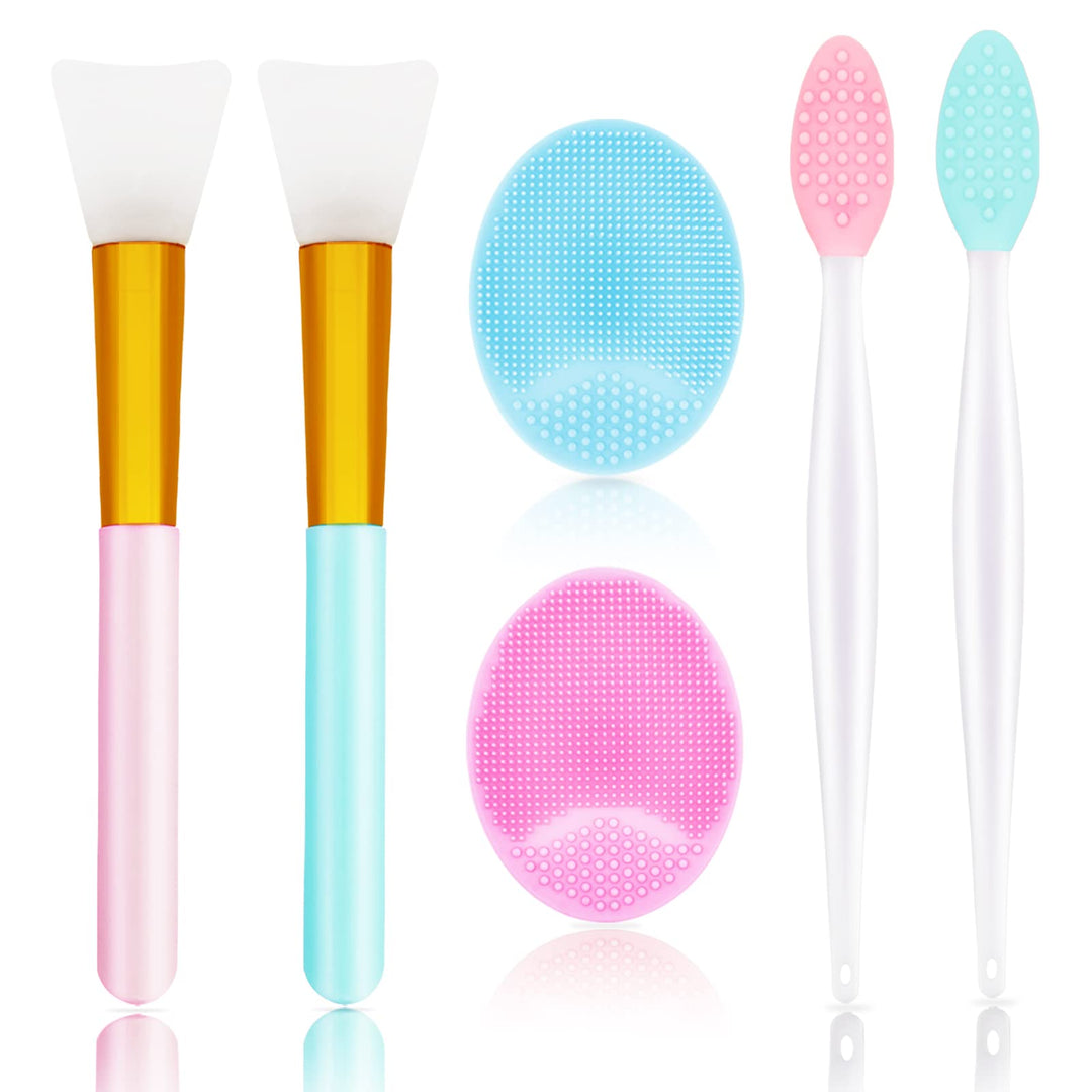 6 PCS Silicone Face Scrubber Brush Set, 2pcs Lip Scrub Brush, 2PCS Face Cleansing Brush Silicone Face Exfoliator Tool, 2pcs Facial Applicator Brush for Women Men