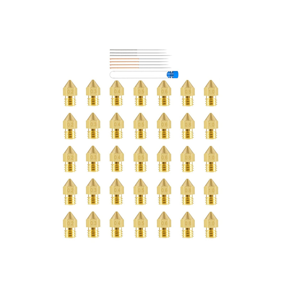 MK10 Nozzles, M7 0.2mm, 0.4mm, 0.6mm, 0.8mm, 1.0mm Extruder Brass Nozzle Print Head for 3D Printers -25pcs