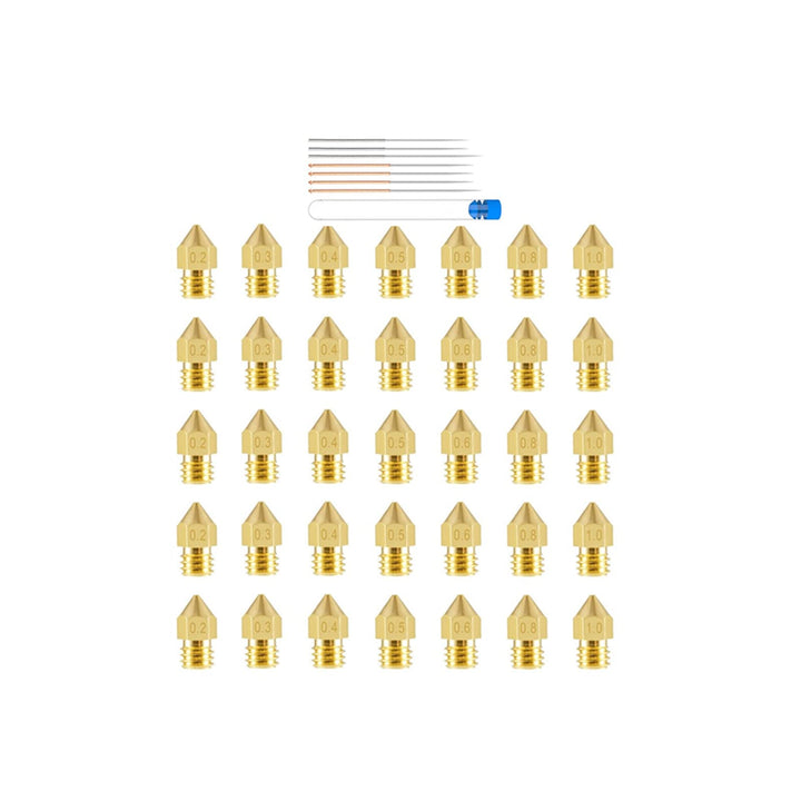 MK10 Nozzles, M7 0.2mm, 0.4mm, 0.6mm, 0.8mm, 1.0mm Extruder Brass Nozzle Print Head for 3D Printers -25pcs