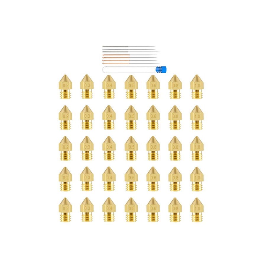 MK10 Nozzles, M7 0.2mm, 0.4mm, 0.6mm, 0.8mm, 1.0mm Extruder Brass Nozzle Print Head for 3D Printers -25pcs