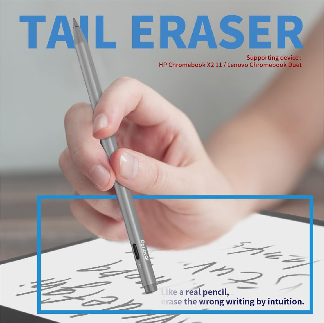 USI Stylus Pen for Some Chromebook Model with Tail Eraser, 4096 Levels Pressure for Lenovo chromebook Duet, Acer Chromebook Spin 713,HP Chromebook x2 11, Spare Tip