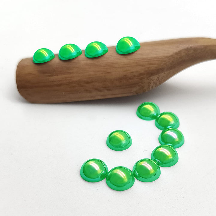 3000PCS 1 Box 7Sizes Round Flatback Half Pearls Bead Loose Beads Gem Scrapbook Craft (Half Beads/AB Bright Color) (OIive Green)