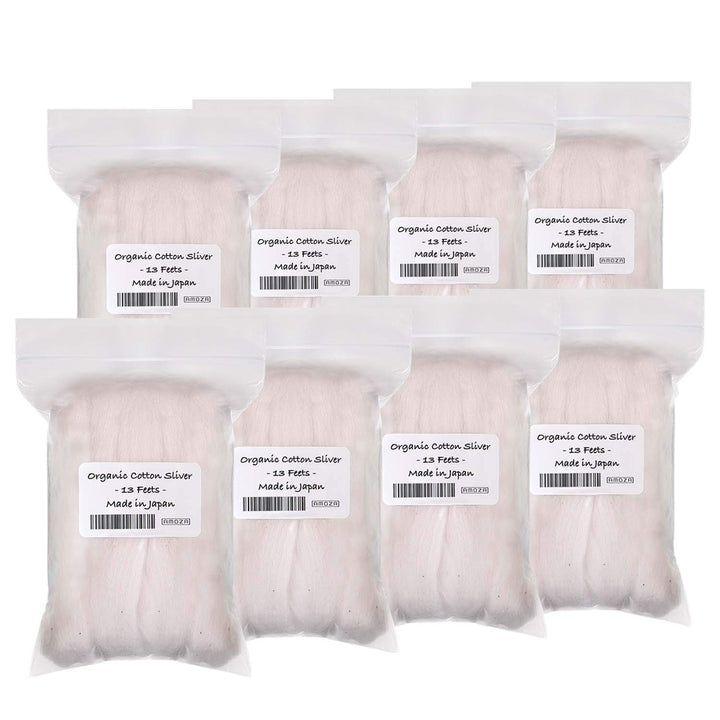 Japanese Organic Cotton Sliver 13 Feets 100% Organic Unbleached [Made in Japan] (8 Packs)