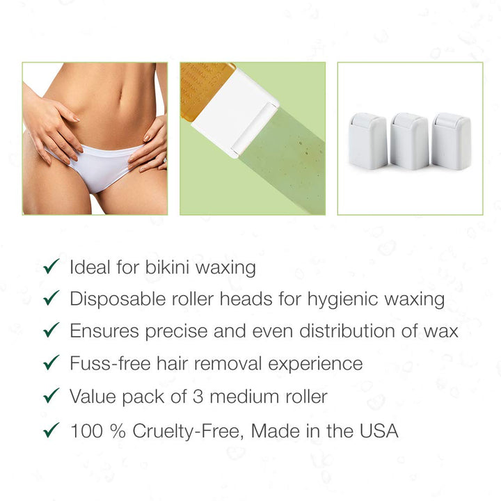 Medium Roller head, Bikini Roll-on Waxing System, 3-Pack