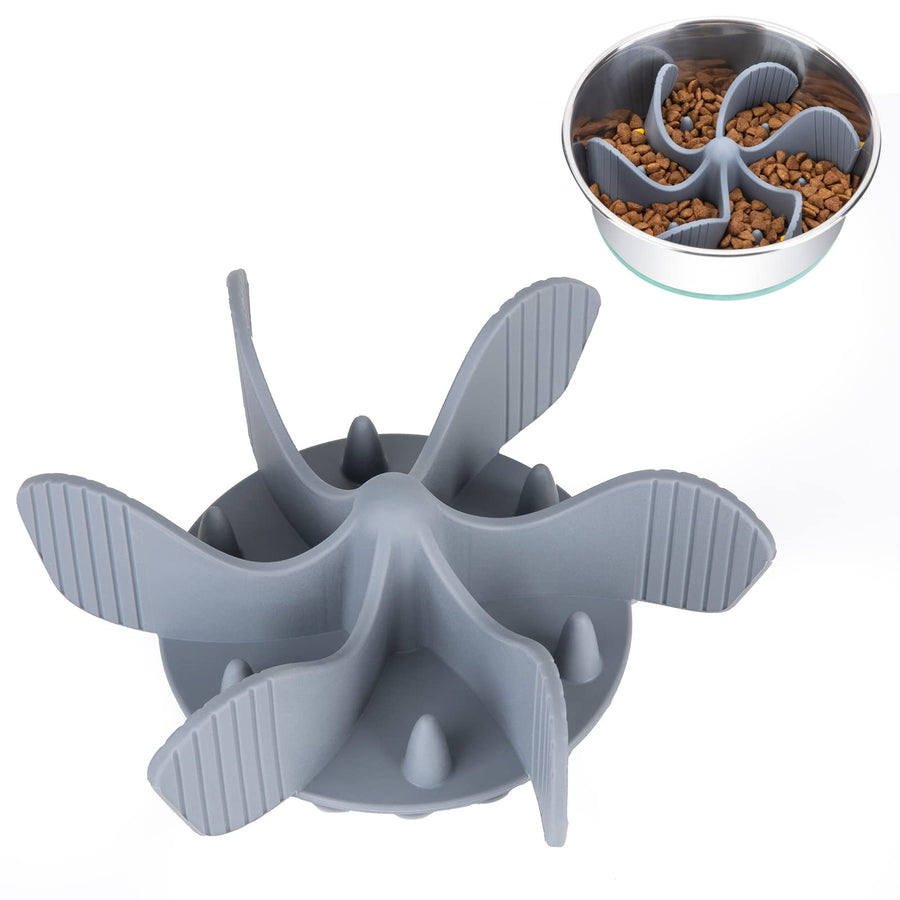 Slow Feeder Dog Bowls Insert [36 Octopus Suction Cups] Super Firm Slow Eating Bowl [Cuttable] for Small Breed and Medium Size Dog Compatible with Regular and Elevated (Spiral)