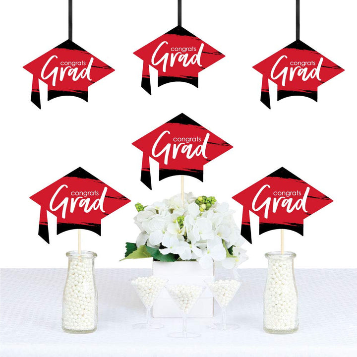 Red Grad - Best is Yet to Come - Grad Cap Decorations DIY Red Graduation Party Essentials - Set of 20