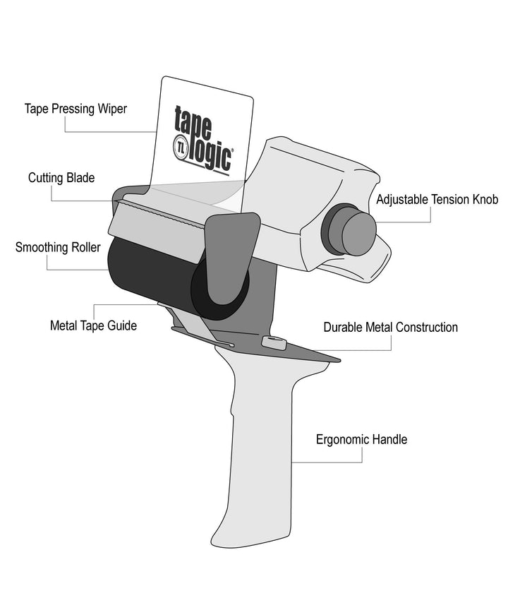 Tape Logic 4 Inch Heavy-Duty Packing Tape Dispenser Gun, for Packing, Shipping, Moving and Warehouse Use (1 Dispenser)