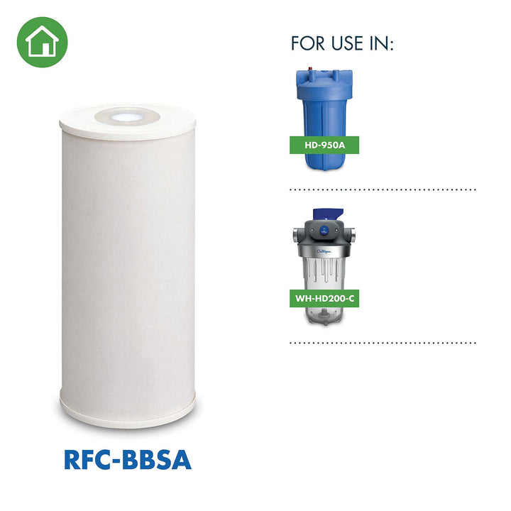 RFC-BBSA 25 Micron Whole House Water Filter for Sediment, 10 x 4.5 Compatible Replacement for FXHTC, W50PEHD, GXWH40L, GXWH35F, GNWH38S, WFHD13001 (Pack of 1)