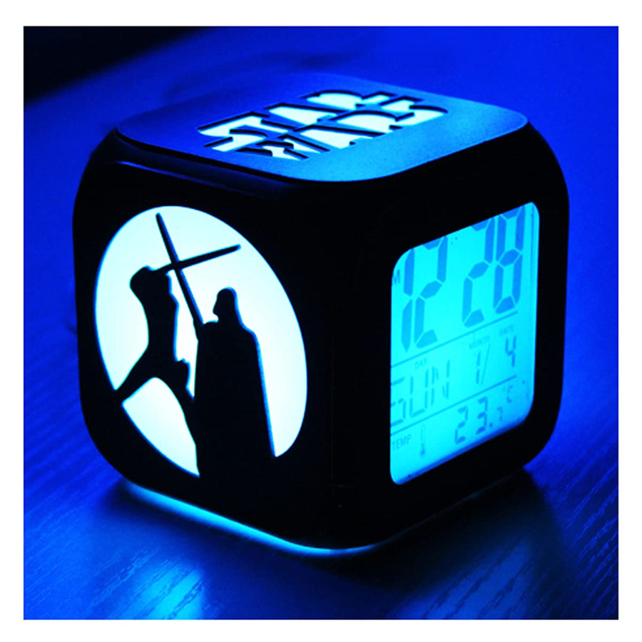 STWars Fashion Creative 3D Stereo Small Alarm Clock Mute LED Night Light Electronic Clock Bedside Clock Bedroom Clock-USB Charging