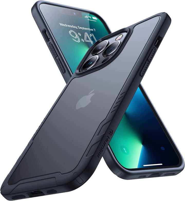 Designed for iPhone 13 Pro Max Phone Case [10FT Mil-Grade Drop Protection] [Anti-Scratch &amp; Anti-Fingerprint] Shockproof Translucent Matte Back with Soft Bumper -Black