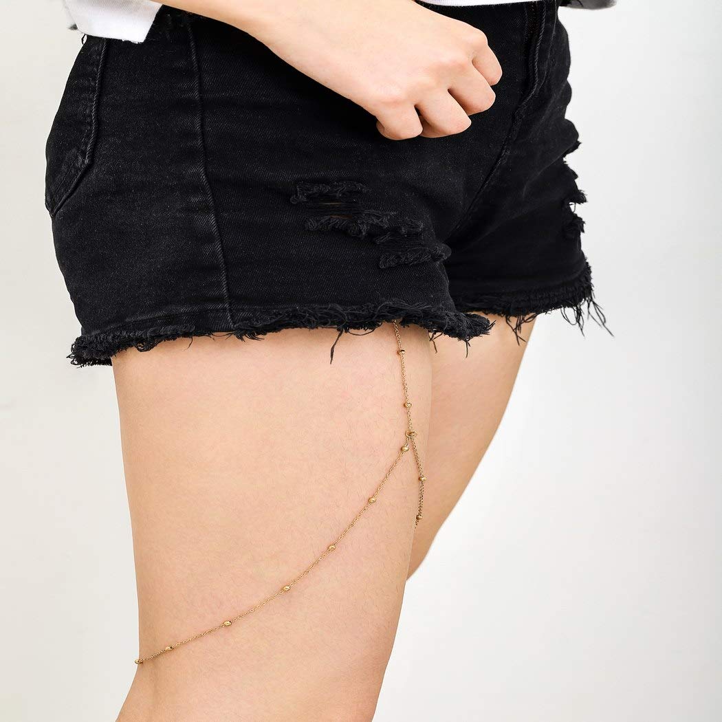 Thin Leg Body Chains Silver Thigh Chain Beach Body Jewelry Nightclub for Women and Girls (Silver)