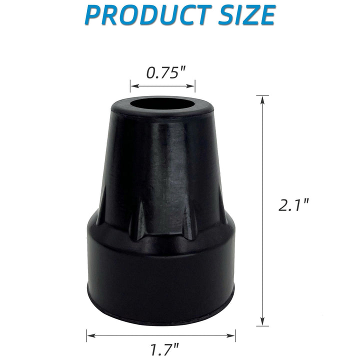 Replacement Cane Tips, 3/4 Inch, Black.