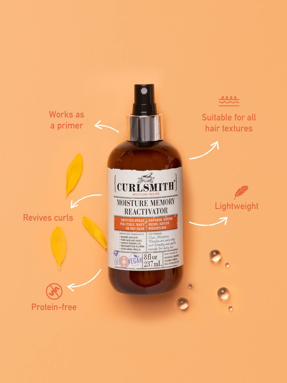- Moisture Memory Reactivator - Vegan Refresher Leave In Conditioner for Wavy, Curly and Coily Hair (8oz)