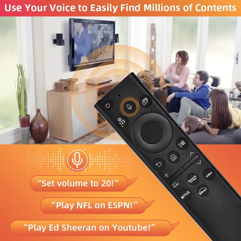 for Samsung TV Remote Replacement, for 2019-2024 Samsung Remote Control for Smart TV with Voice Control. No Solarcell. 2-Year Warranty.