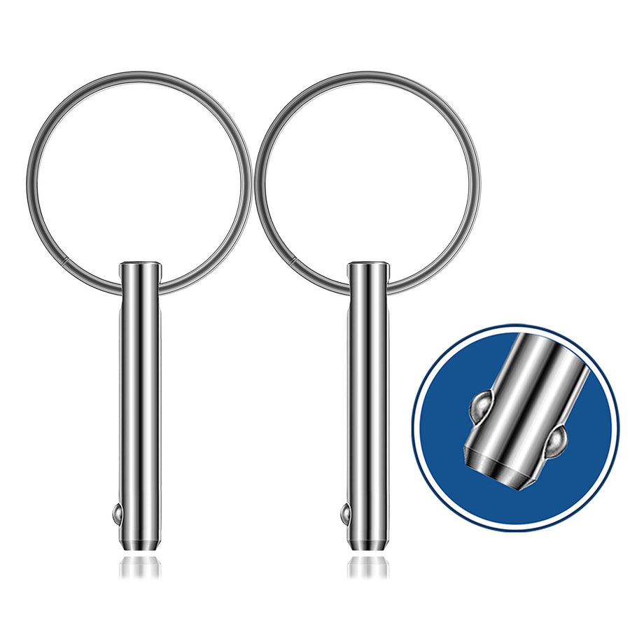 Quick Release Pin Double Ball Lock Pin 316 Stainless Steel 1/4 inch (6.3mm) Diameter, 1(25mm) Usable Length, Bimini Top Pin Detent Ring Pin Boat Marine Hardware (2)