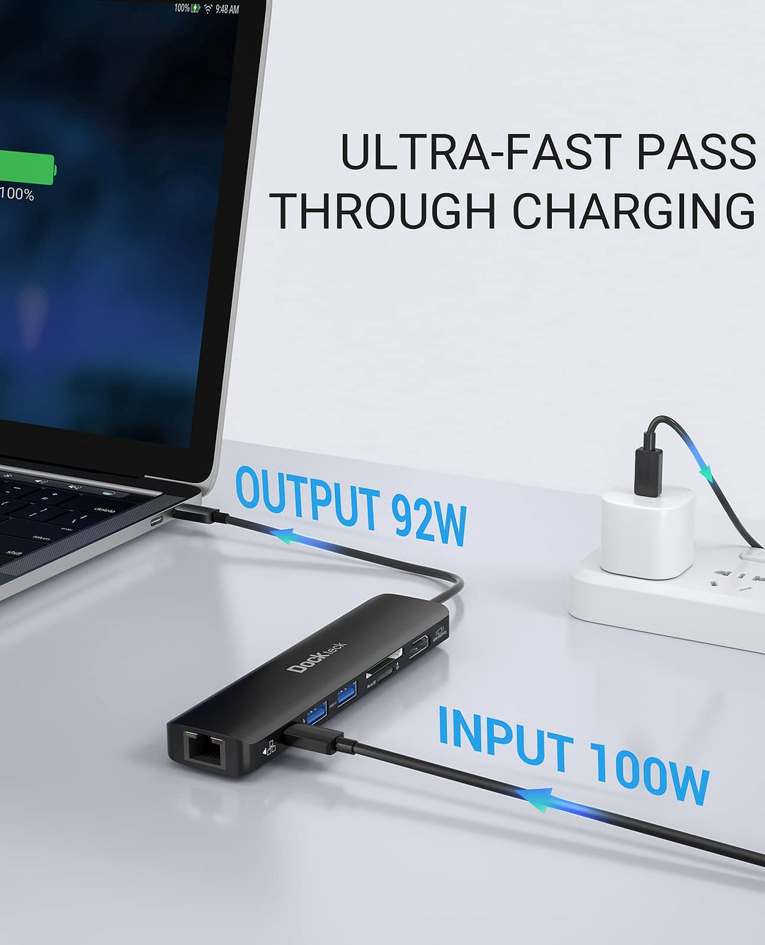 USB C Hub 4K 60Hz, Dockteck 7-in-1 USB C PD Ethernet Hu