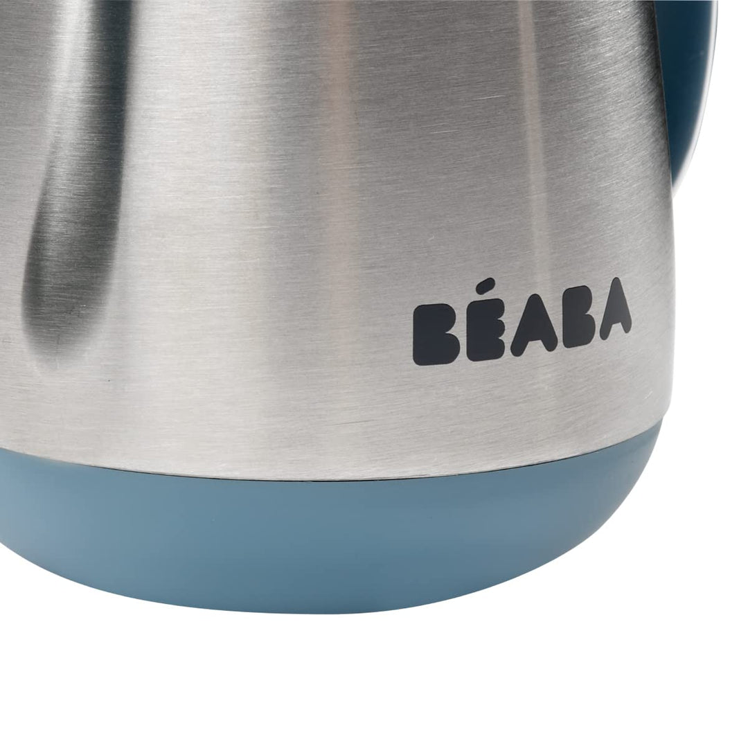 Beaba Stainless Steel Straw Sippy Cup, Sippy Cup with Removable Handles, Sippy Cup with Straw, 8+ months, 8.5 oz (Rain)