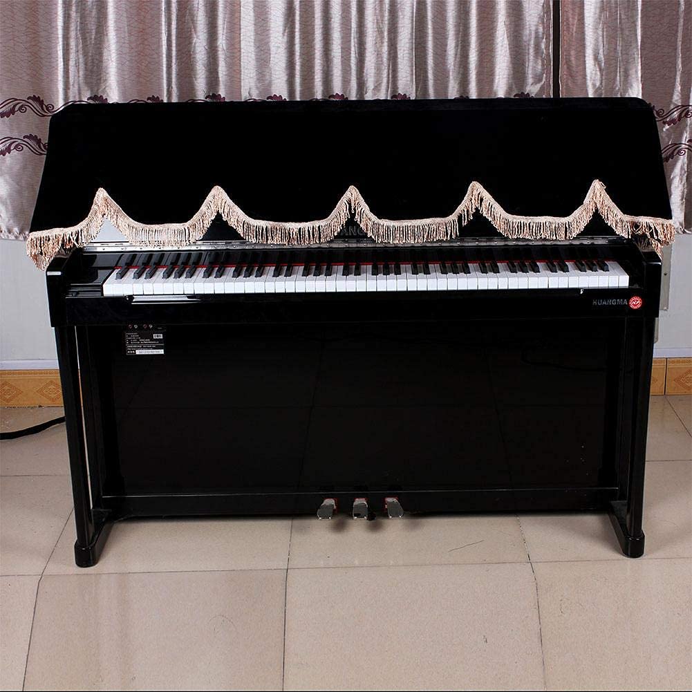 88 Key Piano Cover,Electronic Piano Keyboard Anti-Dust Cover Piano Cover with Split Curtain Design (Black)