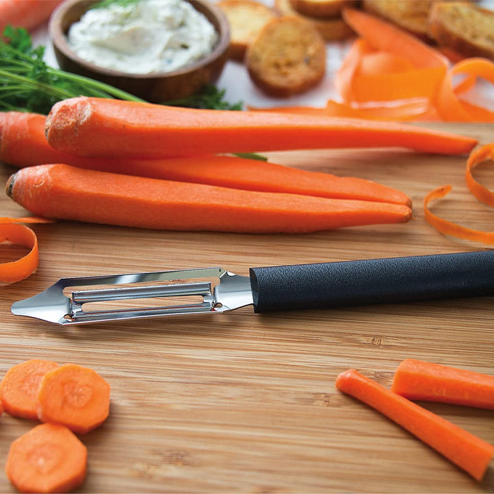Rada Cutlery Deluxe Vegetable Peeler Blade Stainless Steel Resin Made in the USA, 8-3/8 Inches, Black Handle