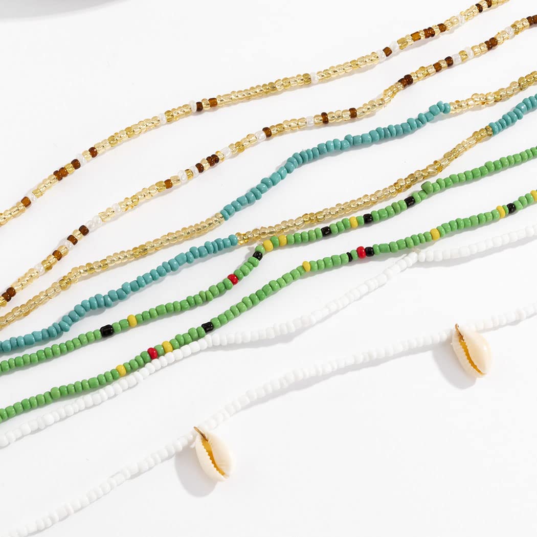 Woeoe 4PCS African Waist Beads Chains Colorful Layered 