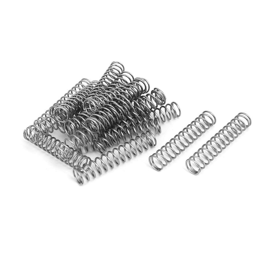 Compression Spring,304 Stainless Steel,10mm OD,1mm Wire Size,50mm Free Length,Silver Tone,20Pcs