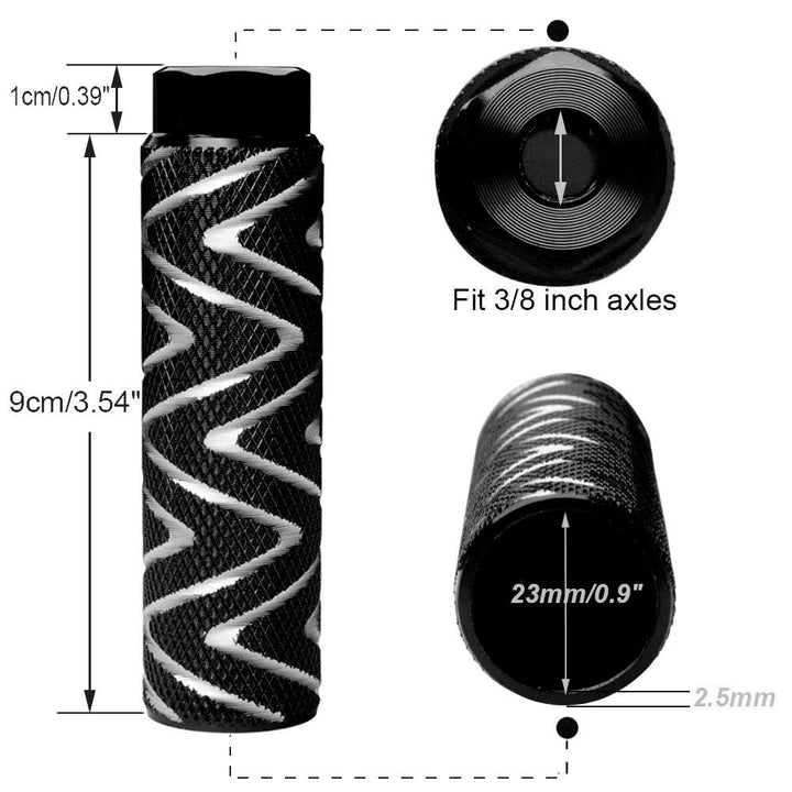 Amotor Bike Pegs, 2Pcs Aluminum Alloy Anti-Skid Lead Foot BMX Pegs Fit 3/8 inch Axles (Black)