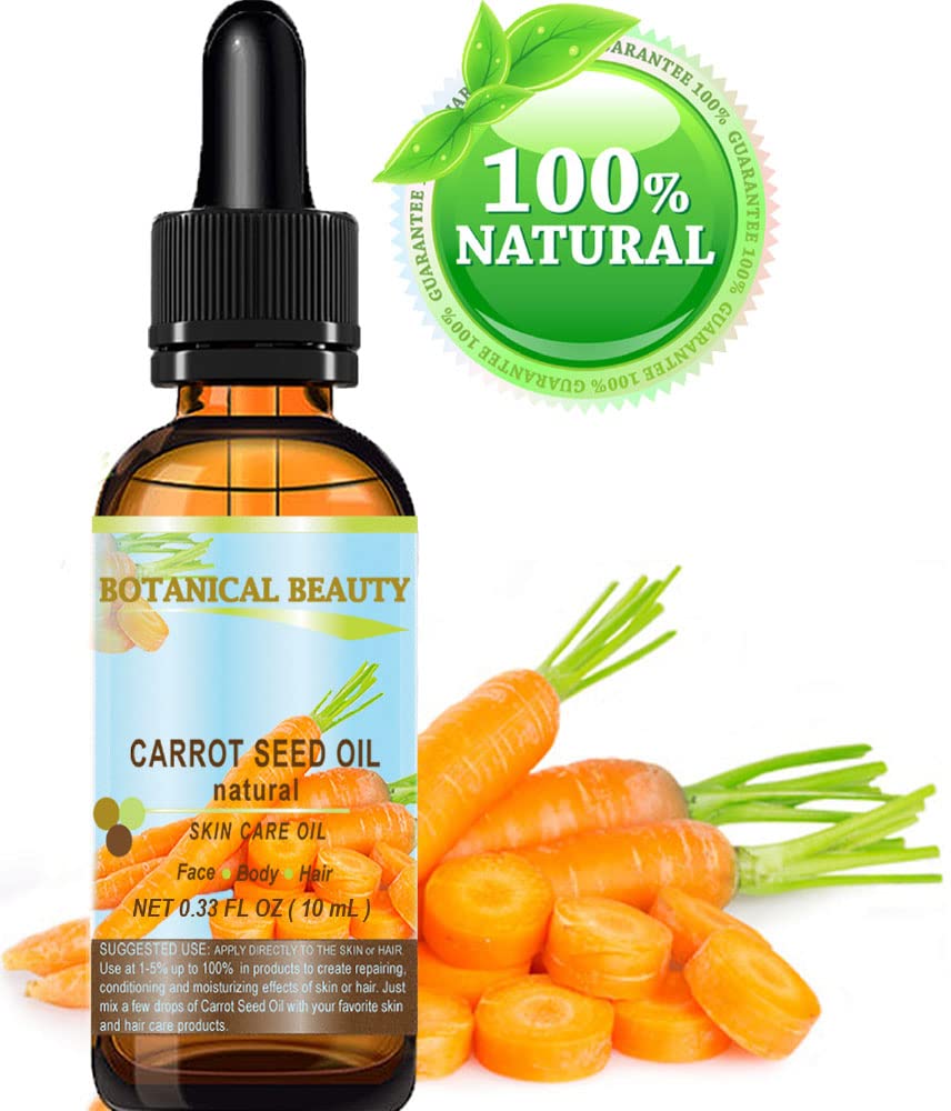 CARROT SEED OIL 100 % Natural Cold Pressed Carrier Oil. 0.33 Fl.oz.- 10 ml. Skin, Body, Hair and Lip Care. One of the best oils to rejuvenate and regenerate skin tissues.”