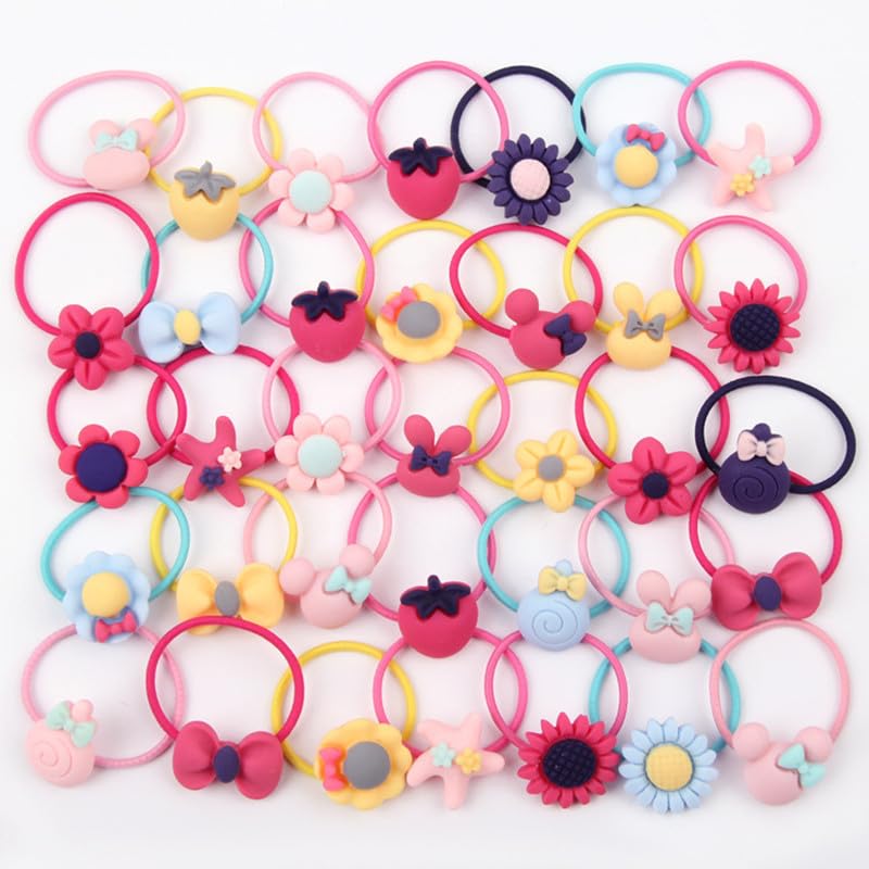 22PCS Baby Girls Cute Cartoon Hair Bows Elastics Ties Bands Hair Holders Ponytail Holders Head Bands Ropes Hair Elastics Accessories With a Cute Tin Box