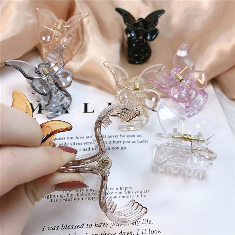 6 Pcs Clear Mini Butterfly Hair Clips Hair Claw Clamps Jaw Clips Hair Accessories for Girls and Women