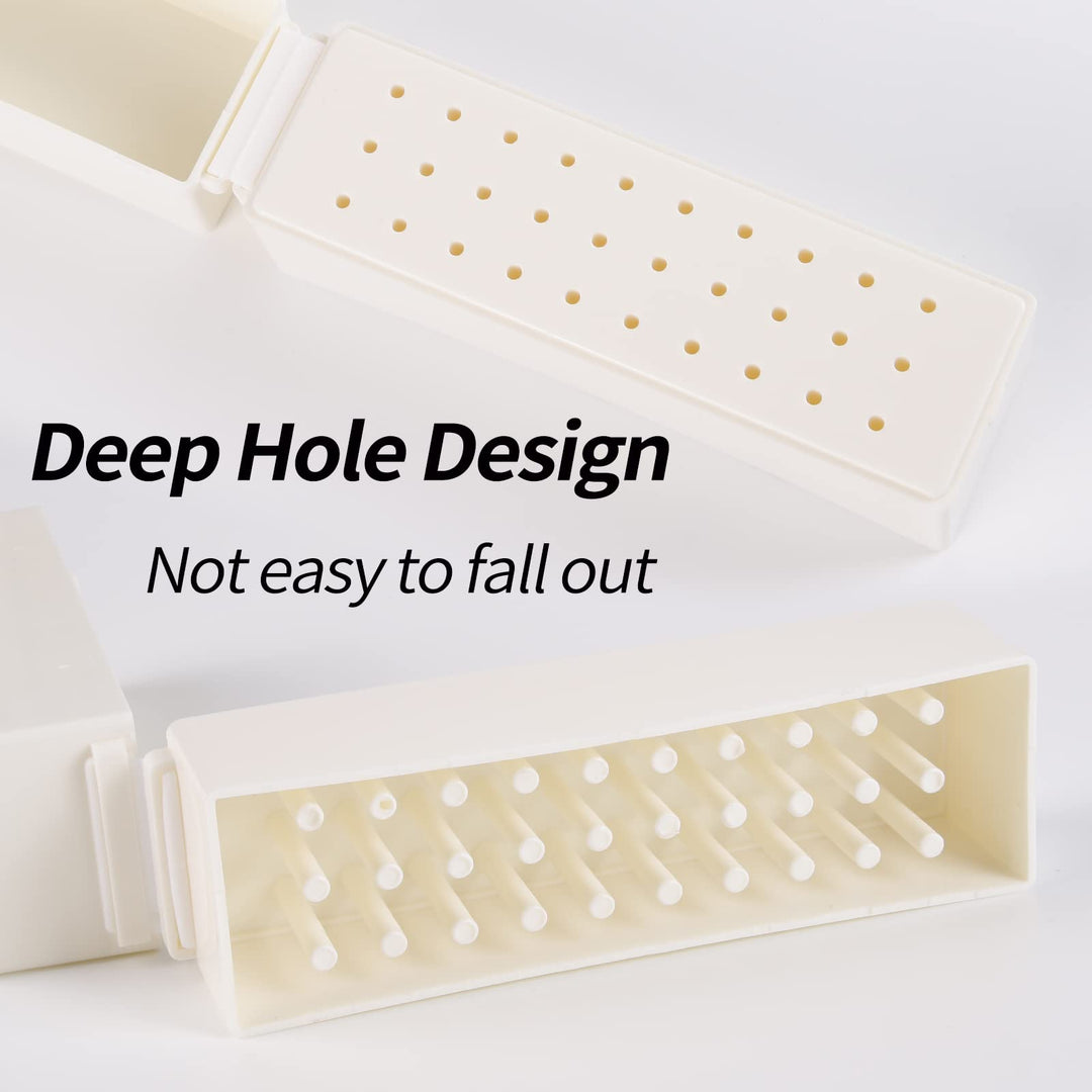 Nail Drill Bits Holder, 30 Holes Dustproof Efile Bit Organizer Case Container for Acrylic Nail Drill Bits Nail Efile Bits Manicure Tools (Not Included Nail Drill Bits)