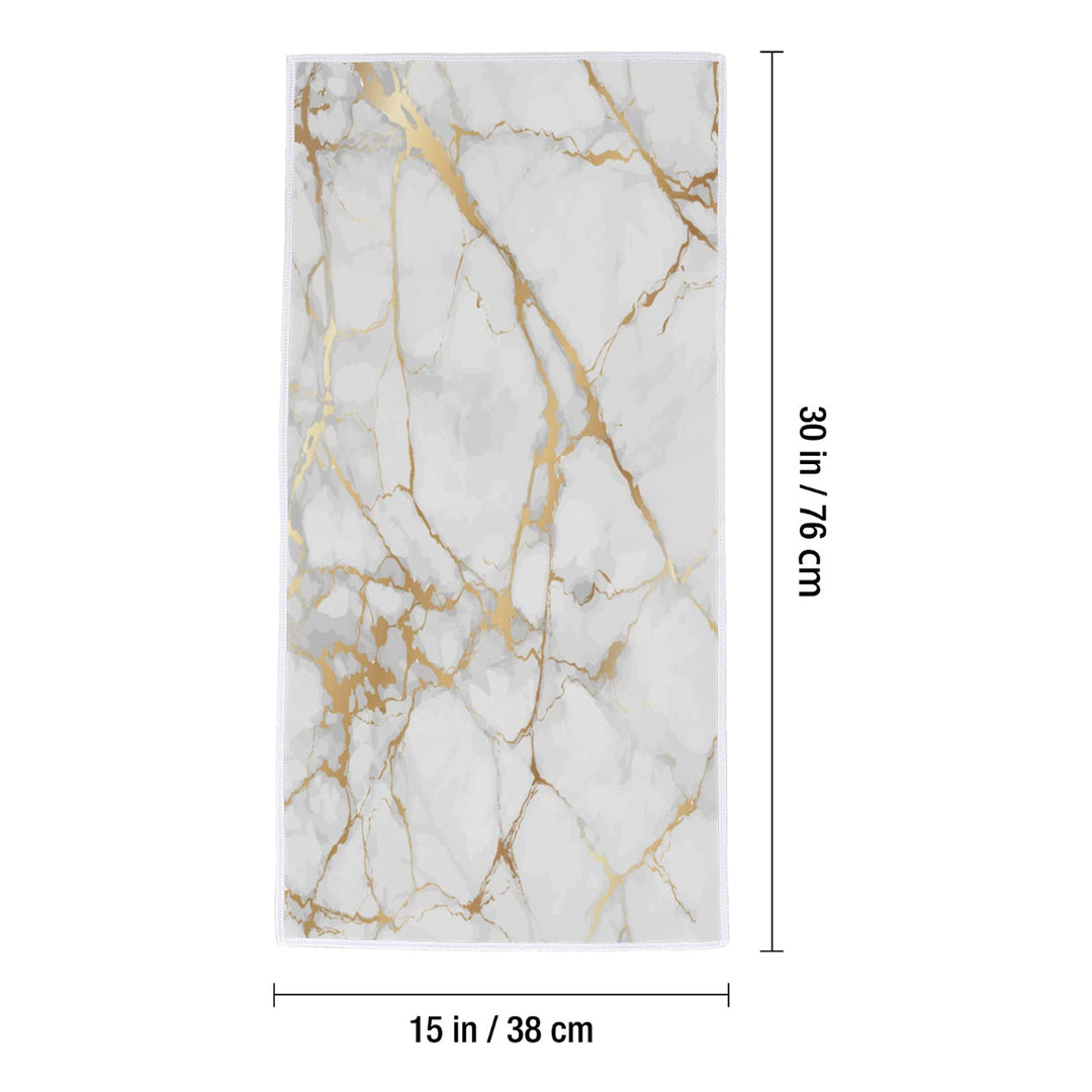 Gold Marbling Hand Towel - Soft, Absorbent, Quick Dry, 15 x 30inch, Polyester &amp; Cotton, Bathroom, Kitchen, Beach, Spa, Gym, Outdoor Sports