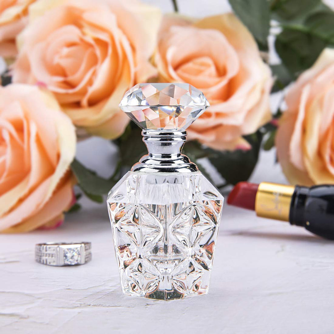 H&amp;D HYALINE &amp; DORA Clear Art Carved Crystal Empty Mini Refillable Perfume Bottle