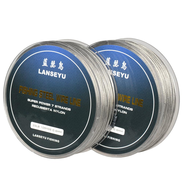 100 Metres 33 Pound 0.6mm Fishing Stee Wire Nylon Coated 1x7 Stainless Steel Leader Wire Super Soft Fishing Wire Lines