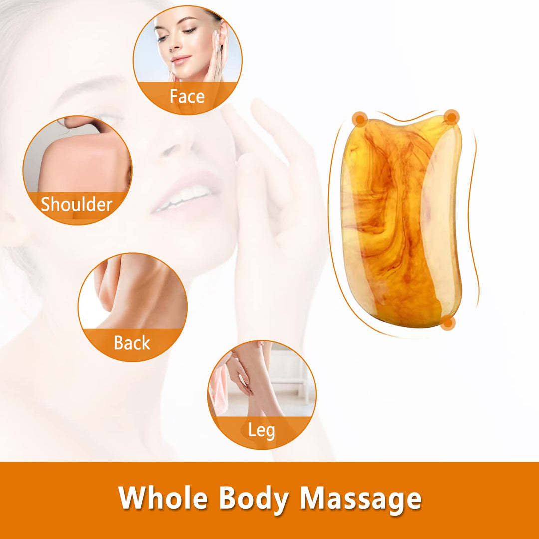 Becommend Gua Sha Massage Facial Tools, Resin Amber Gua