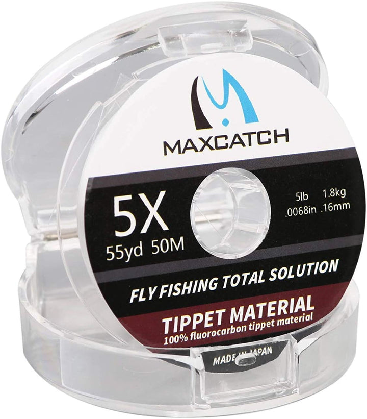 Maxcatch Fluorocarbon Fly Fishing Tippet Material Leader Line –Virtually Invisible – 55yards 0X-6X (Made in Japan) (Freshwater Fluorocarbon, 4X-6lb-55yd)