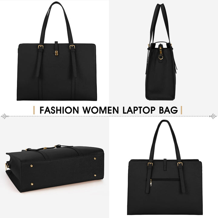 Laptop Bag for Women 15.6 Inch Leather Laptop Tote Bag Waterproof Womens Work Shoulder Bag Professional Computer Briefcase Business Office Bag Large Capacity Fashion Handbag